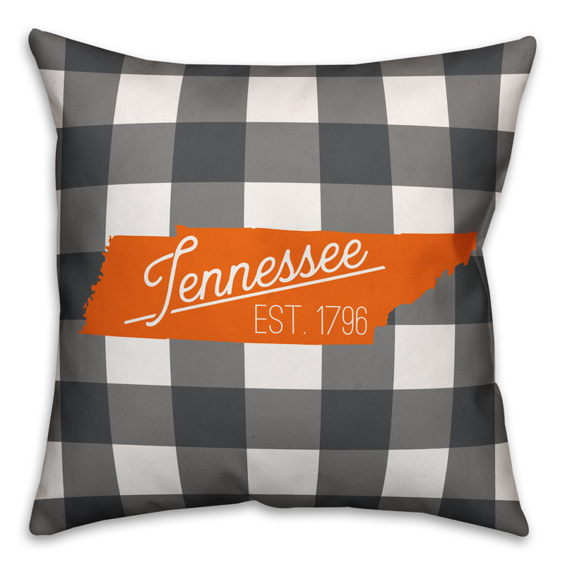 Housse de coussin carré et insert, Gris / orange, Tennessee