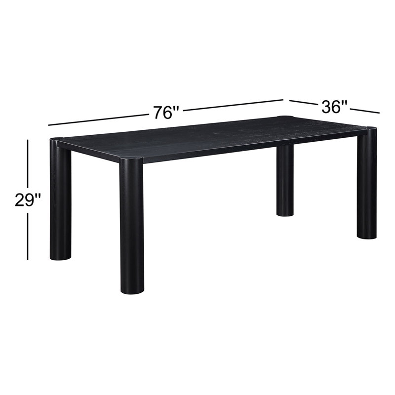 Solid Oak Dining Table, 36" W x 76" L, Black