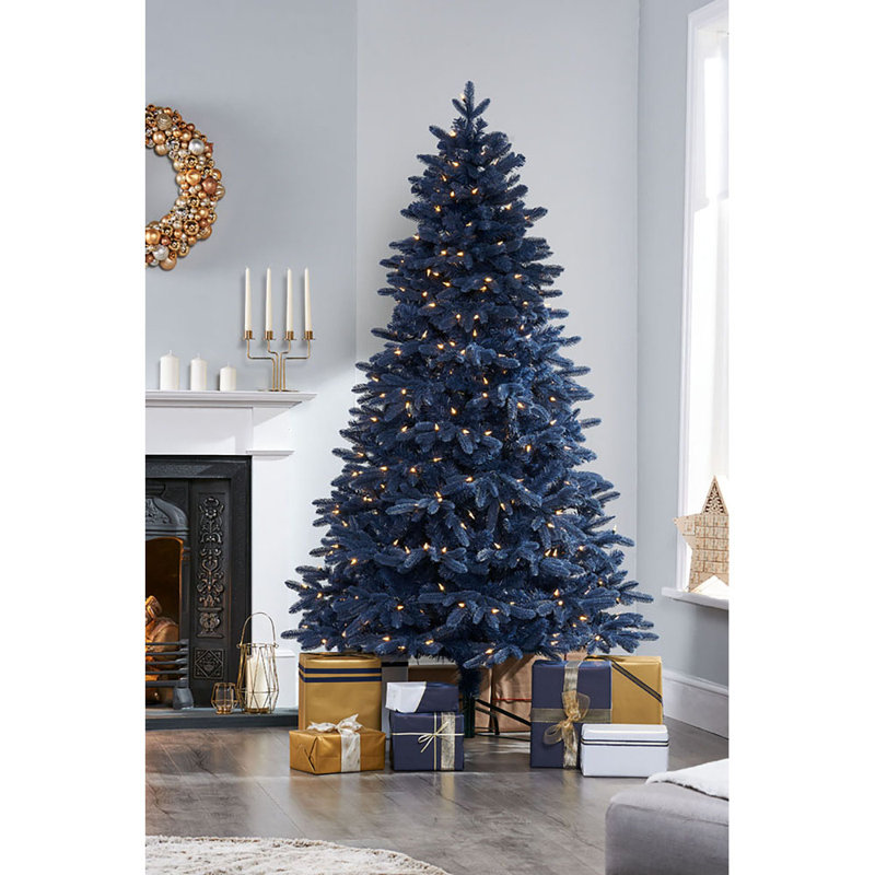 Blue Realistic Fir Christmas Tree with 350 LED Twinkling Lights, 5' H