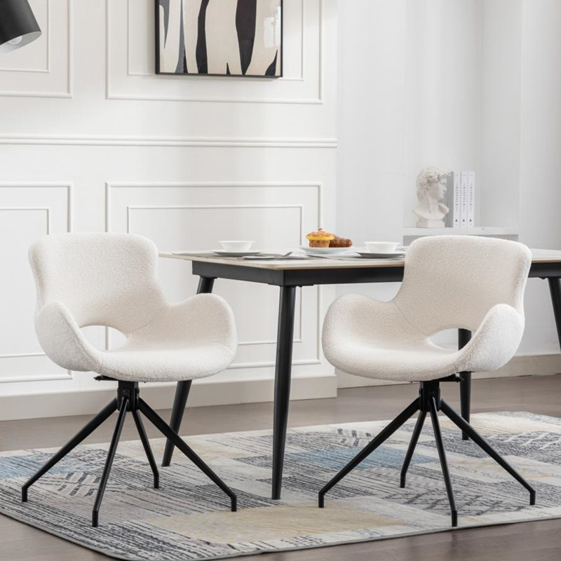 Julianno 19" H Modern Swivel Dining Chairs, Beige