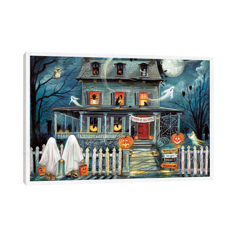 Enter If You Dare by Ruane Manning - Print on Canvas, 66.04 cm H x 45.72 cm W, White Framed