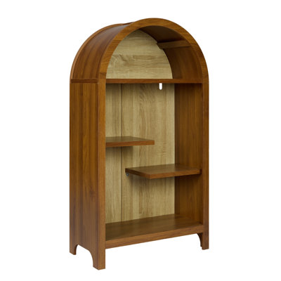 4-Tier Arched Top Freestanding Shelf, Asymmetrical Open Storage Cabinet , Wood Display Shelf For Entryway, Living Room, Bedroom, Hallway