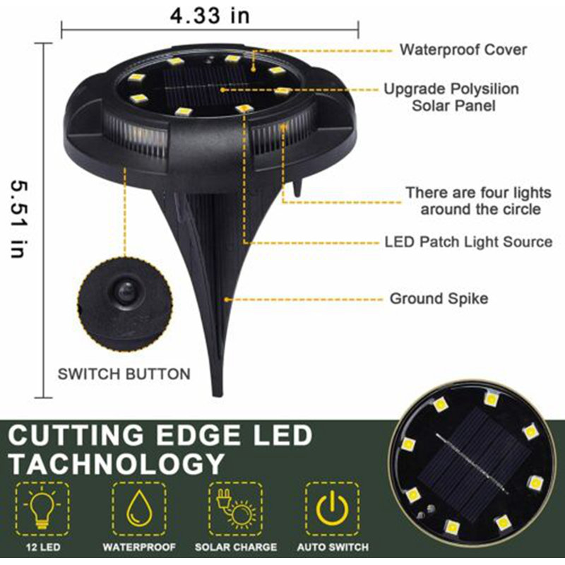 Black Solar Powered Pathway Light