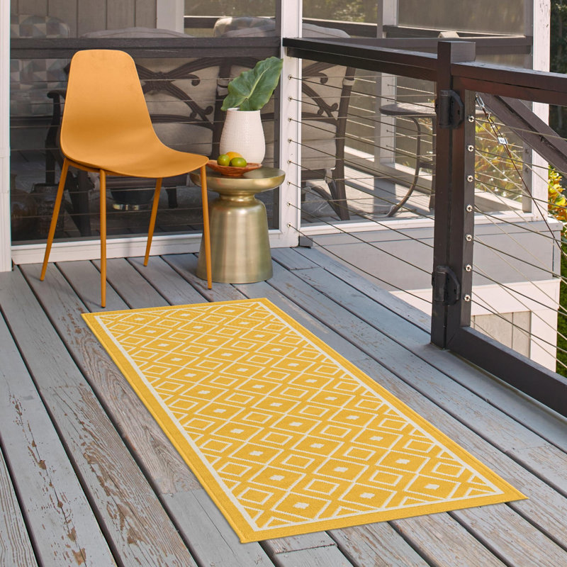 Tapis d'extérieur Preen couleur moutarde, Tapis de couloir 2 pi x 8 pi