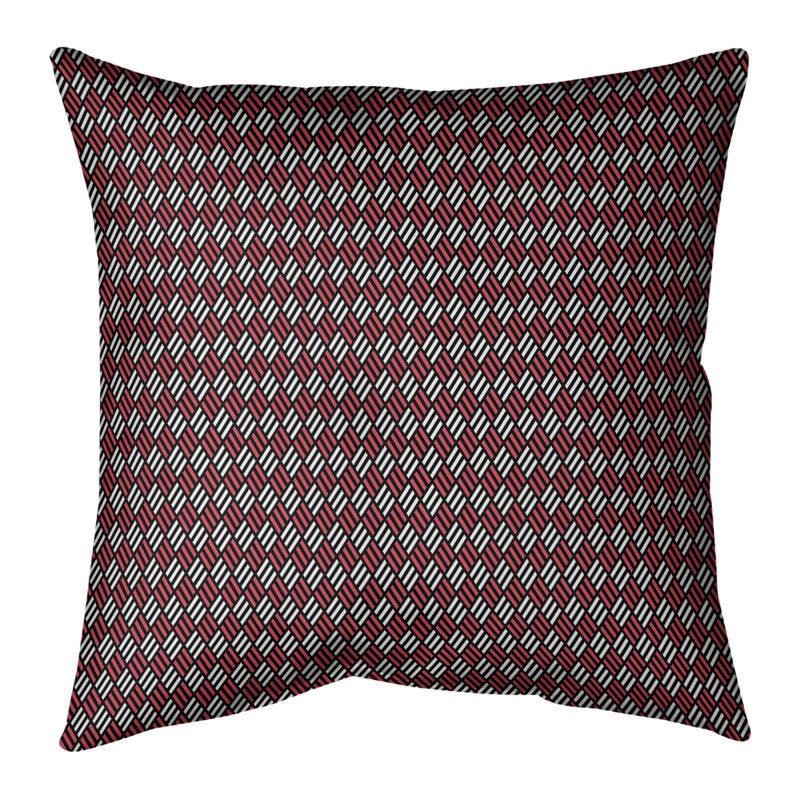 Coussin décoratif à rayures Katelyn Elizabeth, Bourre en polyester, H 16 po x l 16 po, Rose / Jaune
