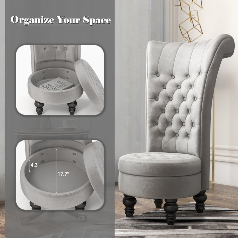 Cynai Velvet Wingback Chair, Gray Velvet