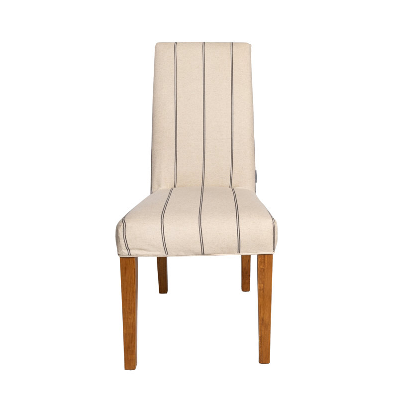 Wentzville Upholstered Dining Chair, Beige/Charcoal Pin Stripe