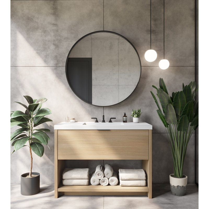 Vista 30" W Freestanding Single Bathroom Vanity, White Gloss, Biondo/Matte Black, 8" Widespread