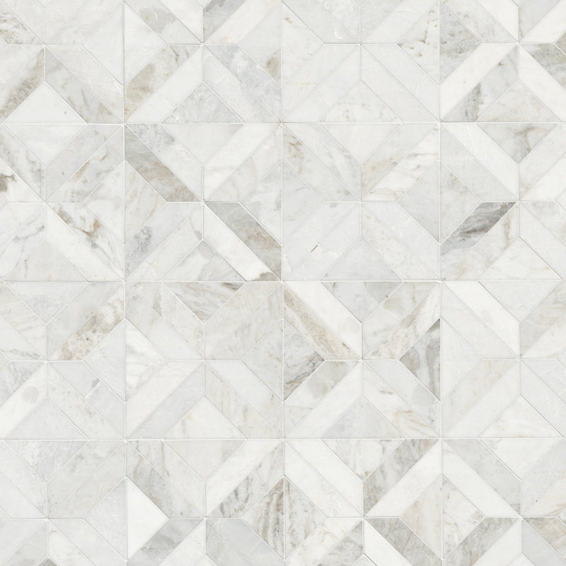 Castella de Blanc Elyx 12 in. x 12 in. Honed Marble Mosaic Floor and Wall Tile