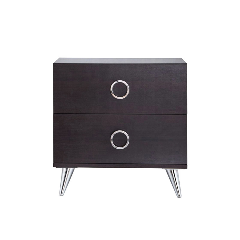 Chambre 2 - Table de chevet avec pieds en plastique argentés - Captivant