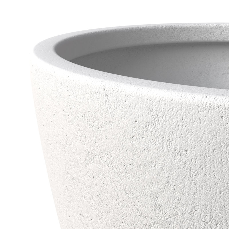 Owasso Tapered Round Pot Planter in Handmade MGO Clay Fiberstone - Indoor and Outdoor Use with Drain for Patio, Garden, Backyard, and Modern Home