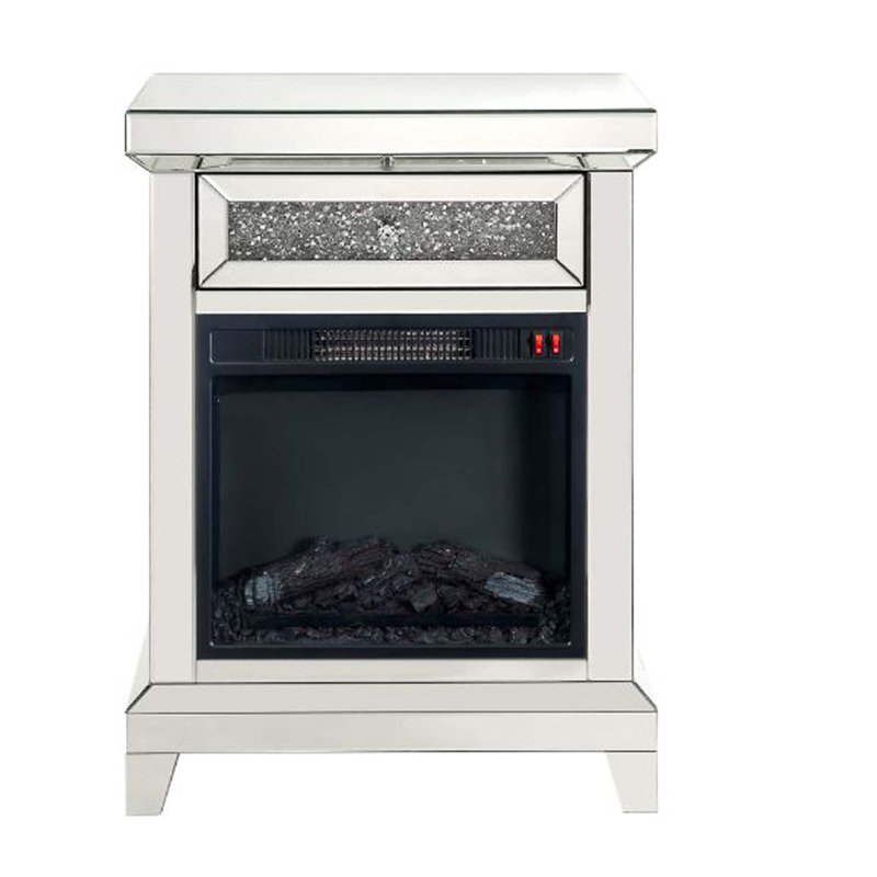 Noralie 24" Fireplace, Mirrored & Faux Diamonds