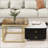 2-in-1 Square Nesting Coffee Table with Wheels & Drawers, Stackable Side Table with High Gloss Marble Grain Top, End Table Set for Living Room