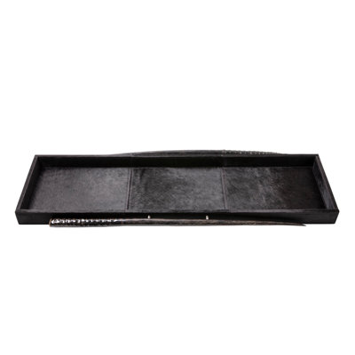 Black Cow Hide Long Tray With Gemsbok Horn Handle
