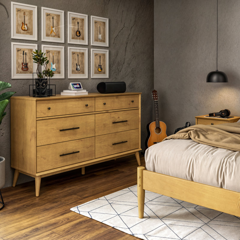 Ashlie 6-drawer double chest of drawers, Honey Oak