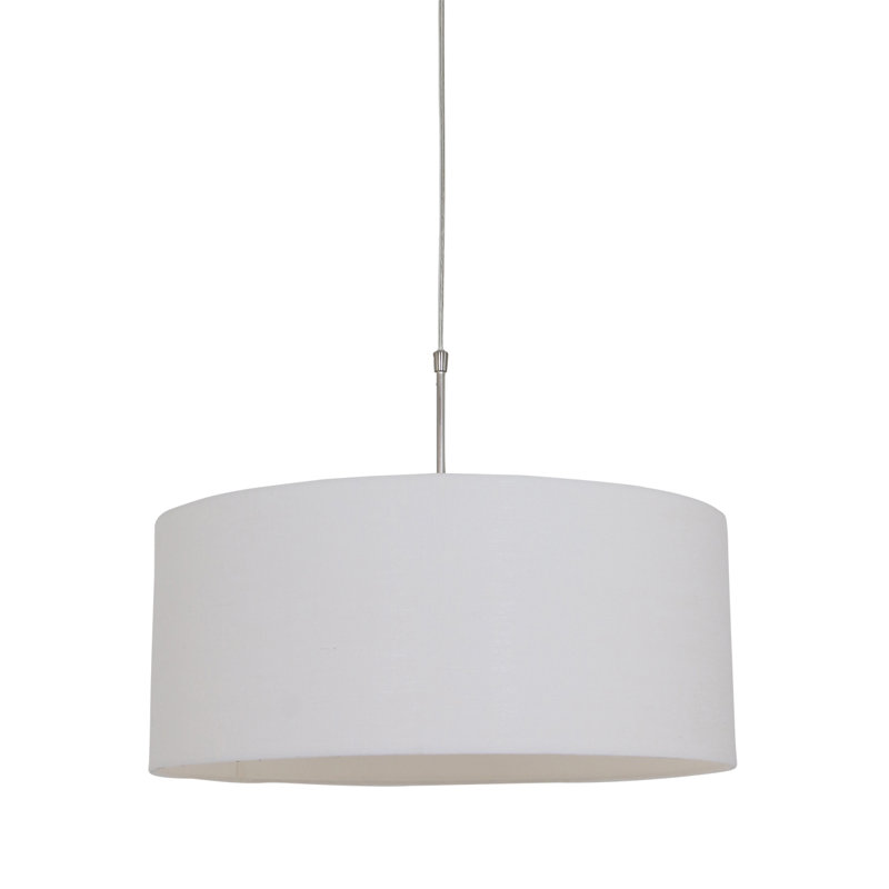 Ellington 1 - Light Silver Drum Pendant, White