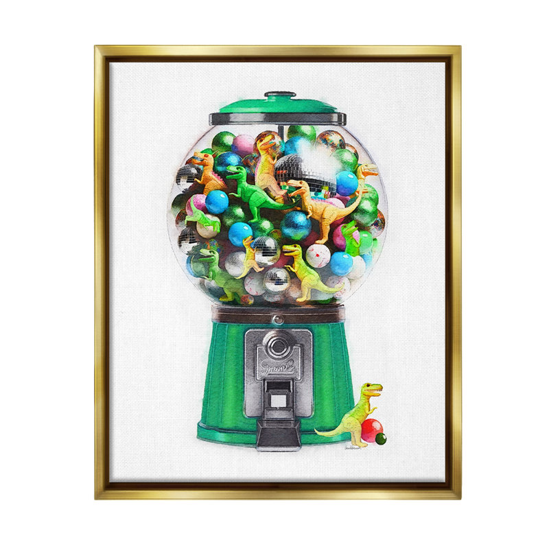 «Dinosaur Candy Distributeur» par Amanda Greenwood sur, Cadre flottant métallique doré, H 21 po x l 17 po