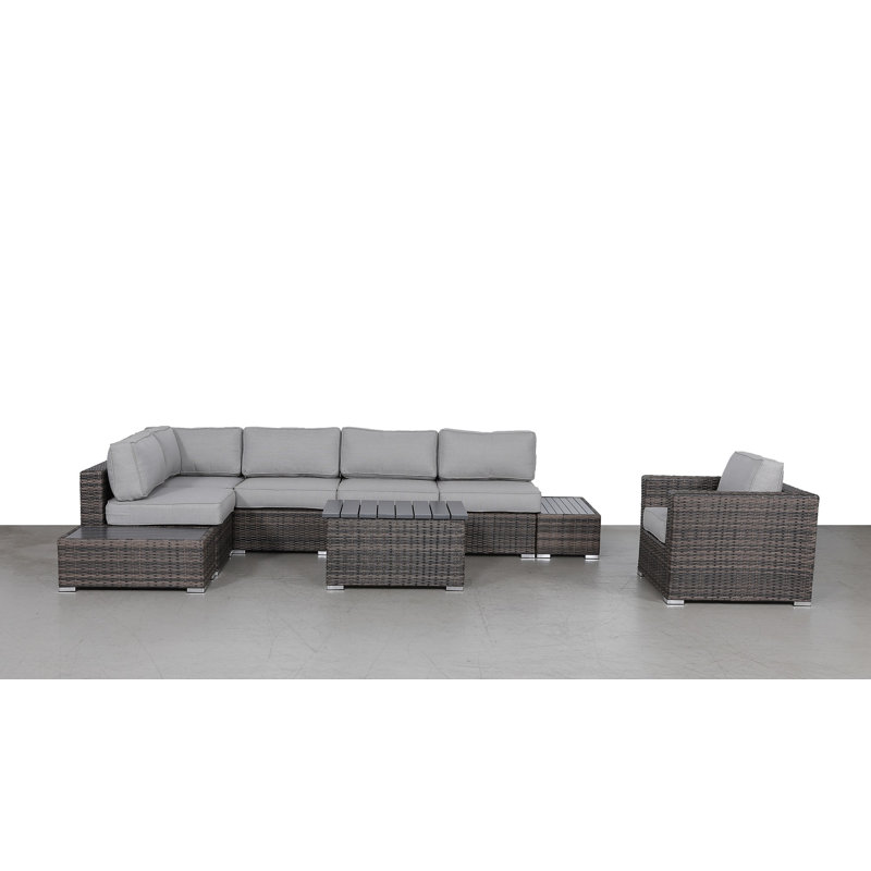 Biron Rattan Wicker Fully Assembled 5 - Person Seating Group with Cushions, Espresso