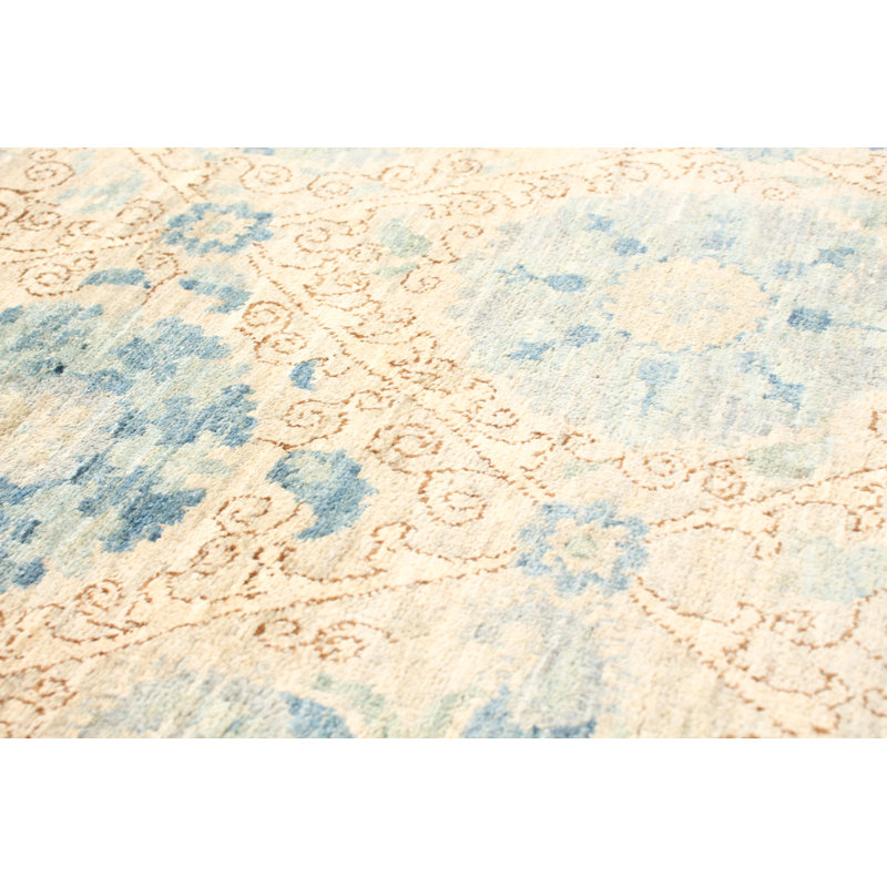 Tapis crème en laine noué à la main Deluna