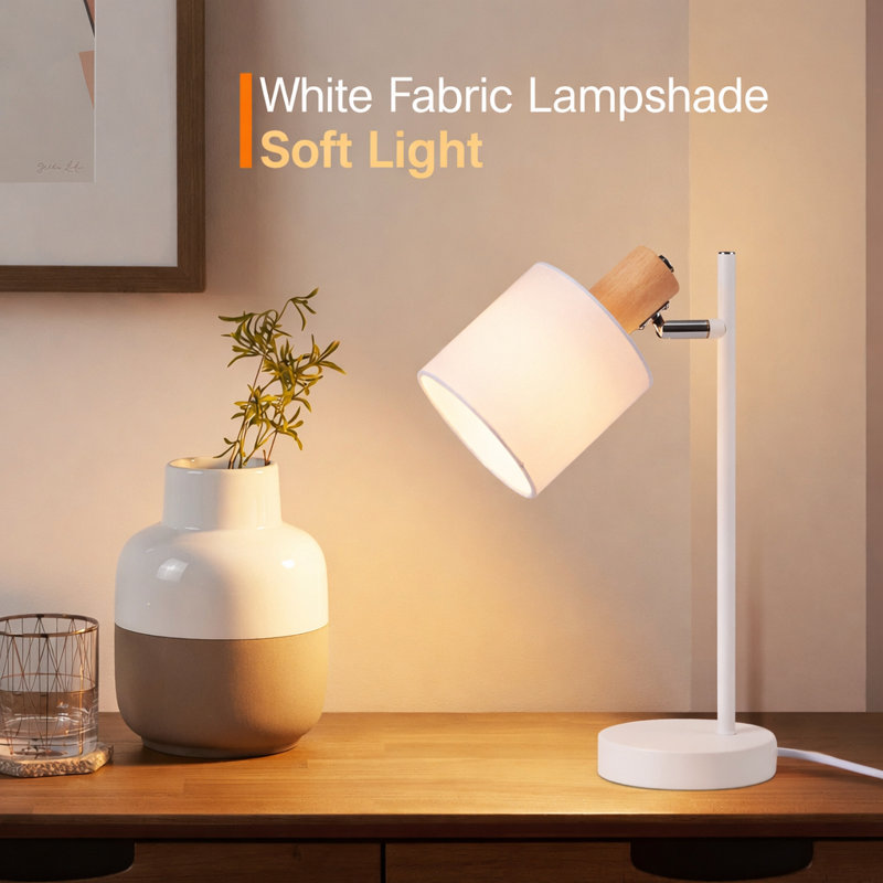 white Table Lamp 35cm with Fabric Shade