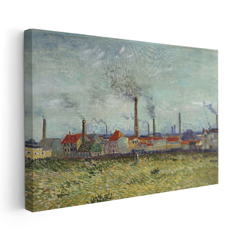 Factories at Clichy, 1887 - reproduction d'art sur toile, H 32 po x l 48 po