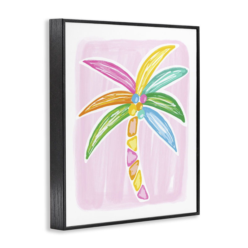 «Pastel Palm on Pink», estampe numérique encadrée par Lisa Nohren, Giclée encadrée noir minuit, H 14 po x l 11 po