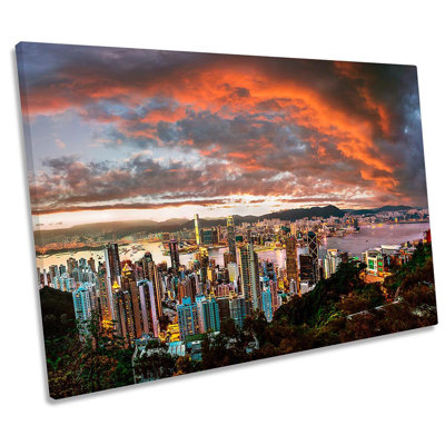 Victoria Bay Hong Kong Sunset - Wrapped Canvas Print