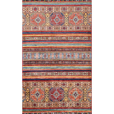 Vegetable Dye Tribal Kazak Handmade Rug 3x5