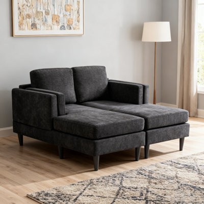 Canapé-lit moderne avec accoudoirs à double couche et revêtement en chenille luxueux pour un salon confortable