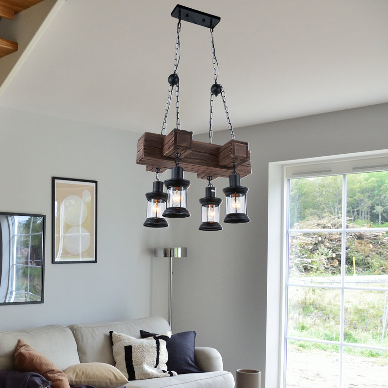 4 - Light Dimmable Geometric Chandelier