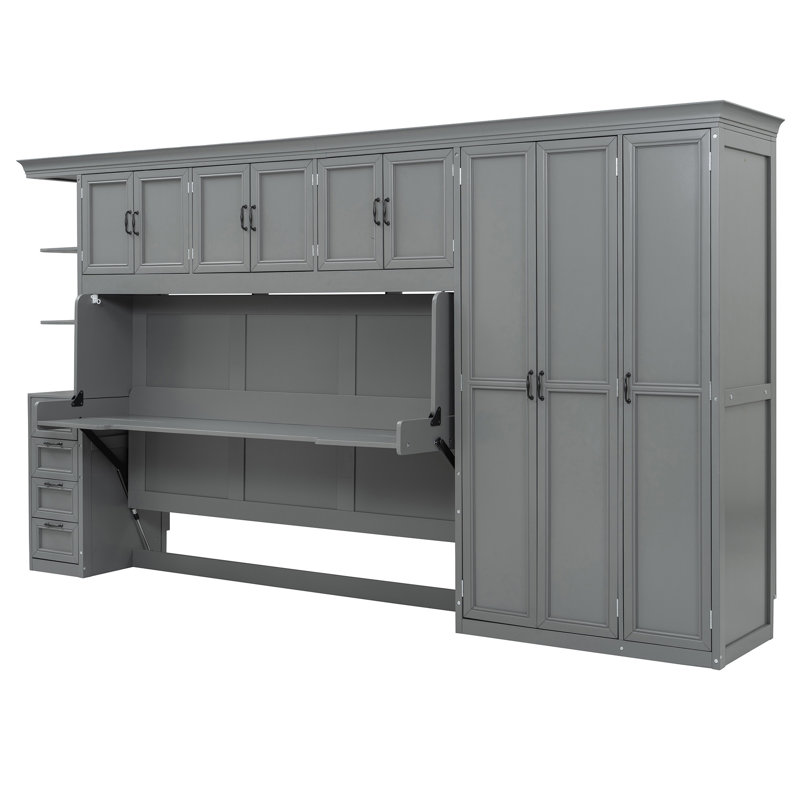 Lit escamotable avec armoire Murphy, Gris