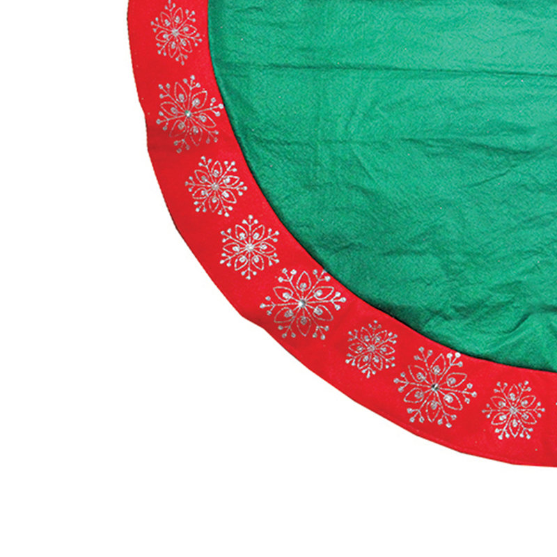 Jupe d’arbre de Noël verte 48 "avec garniture en flocon de neige rouge