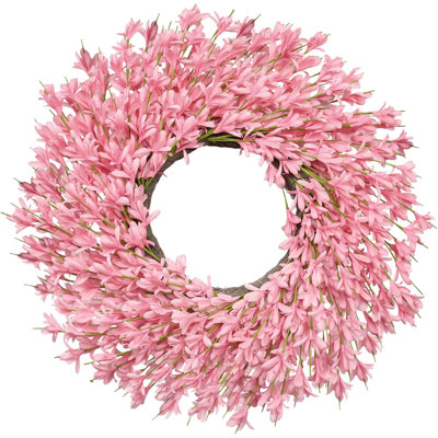 Couronnes de printemps de 26 pouces pour la porte d'entrée grande couronne de printemps de la Saint-Valentin, couronnes florales d'été sauvages à l'extérieur, toutes saisons, pour le porche de la ferme, salon de mariage, décoration intérieure (rose