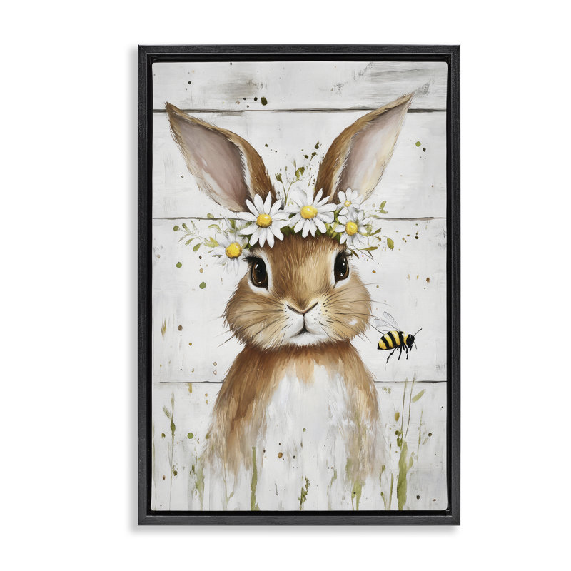 Cadre flottant The Bunny & The Bee, design par Tina LeCour, H 25 po x l 17 po, Cadre flottant noir de jais