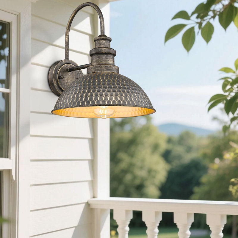 Outdoor Barn Light Fixture, 11.4 Inch Farmhouse Exterior Vintage Wall Mount Lighting, Anti-Rust Waterproof Industrial Outside Wall Sconces For House Porch Patio Garage Yard (Vintage Bronze, 4 Pack)