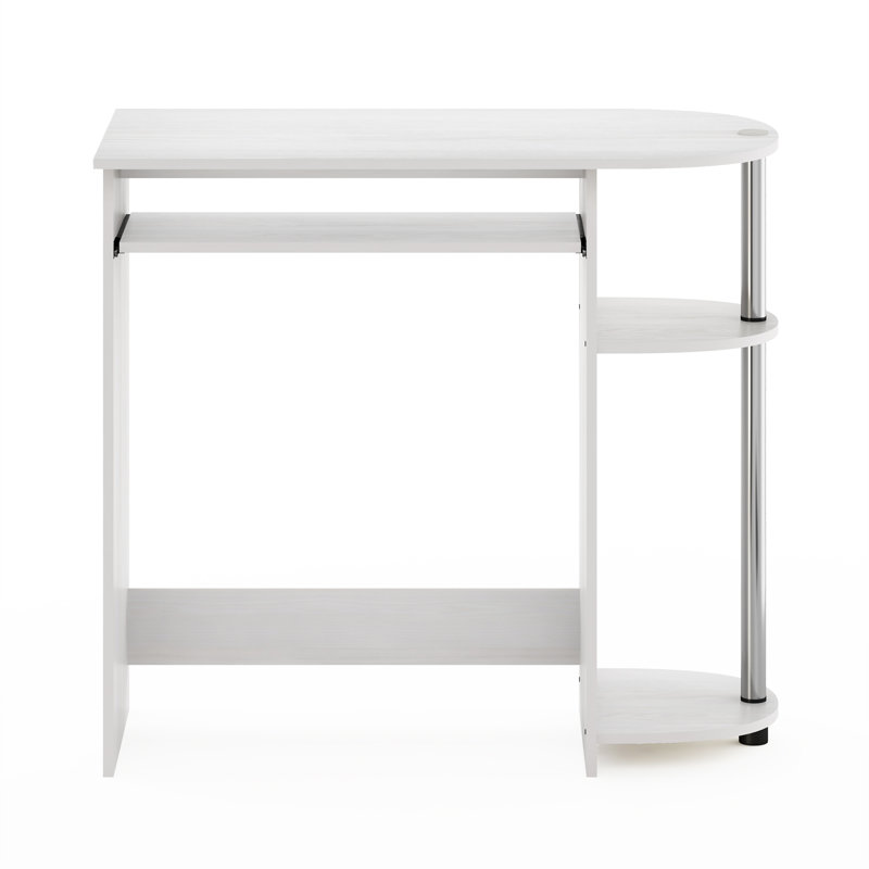 Bozidar Computer Desk, White Oak/Stainless Steel, 73" H x 80" W x 40" D