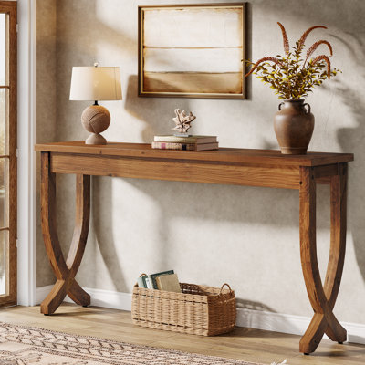 Console en bois massif de 63 pouces, table d'entrée de ferme
