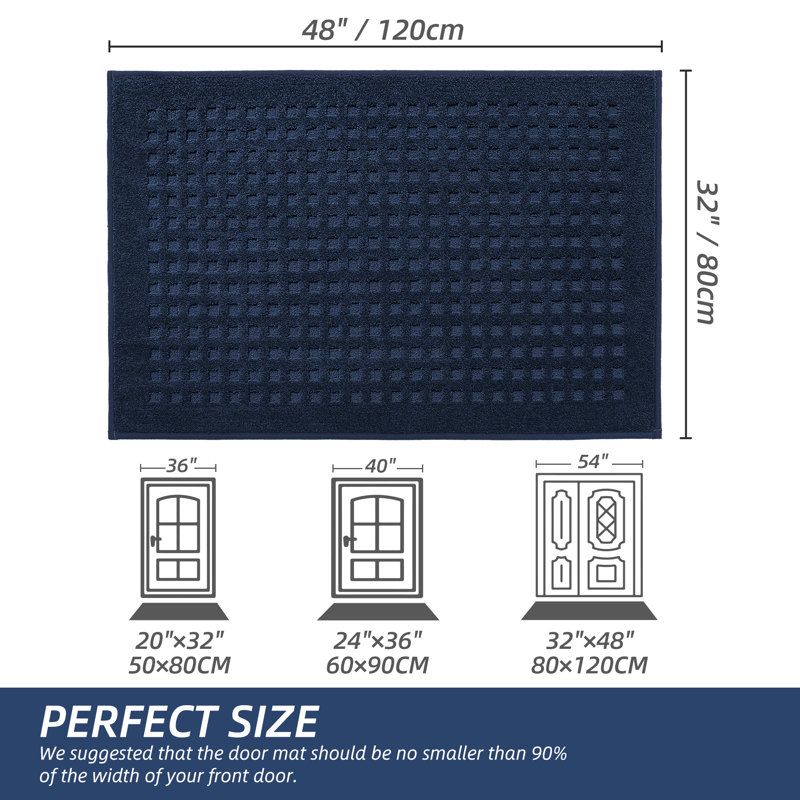 Waffle Door Mats Indoor，Super Absorbent Machine Washable Doormat with Non-Slip Backing for Wet Shoes and Dirty Paws