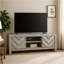 Meuble télé Velz, 2 portes à chevrons, tablettes ouvertes, beige-115291568