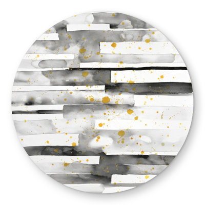Black Stripes with Gold Splash - Abstract Shapes Outdoor Rug