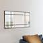Minimalist Black Decorative Grid Wall Mirror, Sleek Geometric Grid Framed Decorative Accent Mirror with Pre-Attached Back Hooks for Quick Wall Hanging