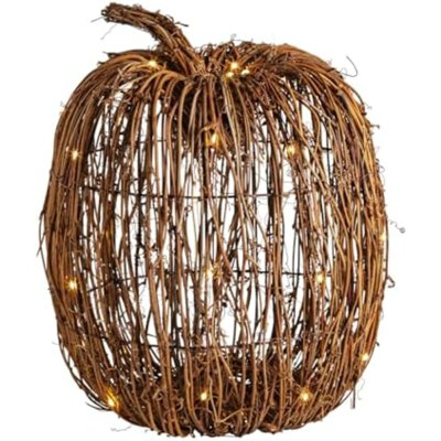 Thanksgiving Large Light-Up Rattan Pumpkin