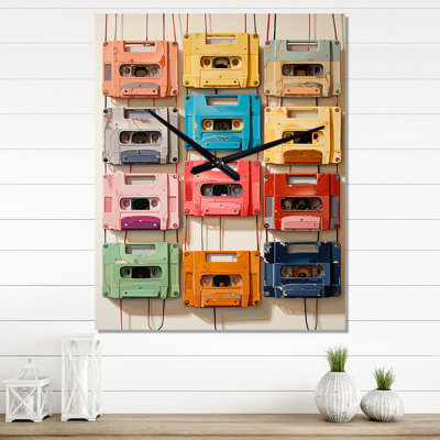 Horloge murale Popart Cassette Tapes