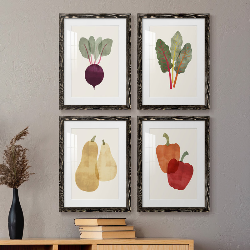 Organic Veg IX - ensemble de 4 reproductions de cadres photo, Noir, H 37,5 po x l 110 po x P 1,5 po