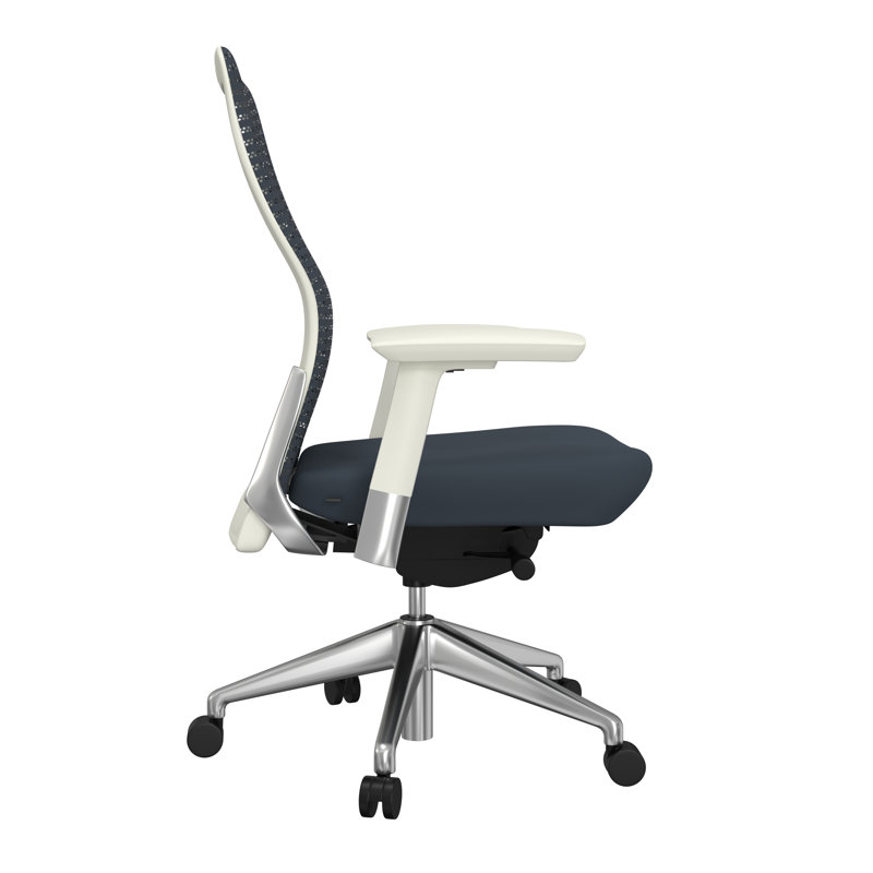 Chaise de bureau Kaylae, Blanc, Gris