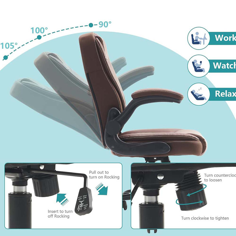 Game Chairs With Adjustable Flip-Up Armrest,High Back Gaming Ergonomic Breathable Leather Chairs Adjustable Swivel Desk Chair With Rocking Function