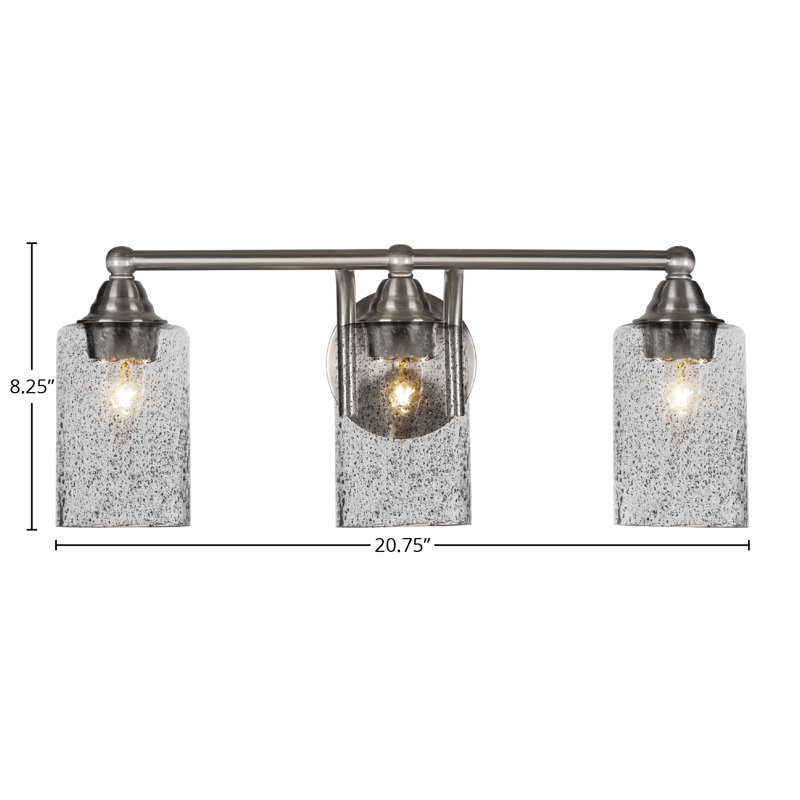 Michell 3-Light Bath Bar, Smoke Bubble, Brushed Nickel