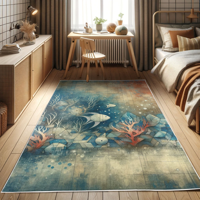 Machine Printed 114cm X 69cm Area Rug