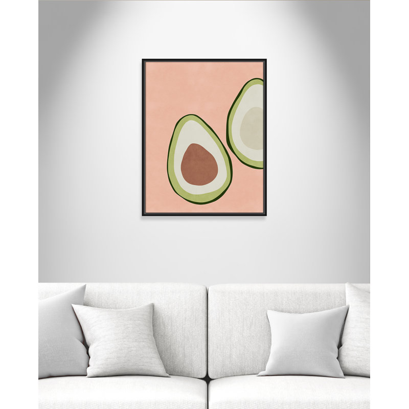 Avocat tranché - reproduction d'art, Toile avec cadre noir, Toile, H 29,5 po x l 23,5 po x P 2 po