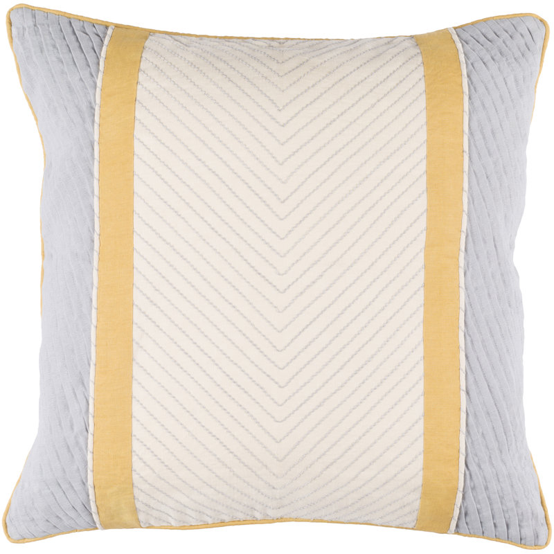 Leona Striped Down Throw Pillow, 22" H x 22" W x 4" D, Moss/Mocha